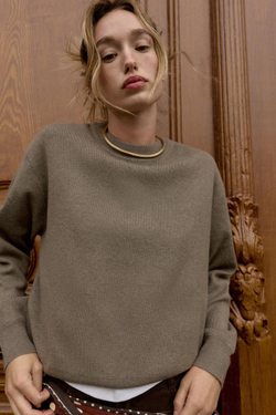 ZARA ОДНОТОННЫЙ СВИТЕР, НЕЙТРАЛЬНЫЙ РОЗОВО-СЕРЫЙ