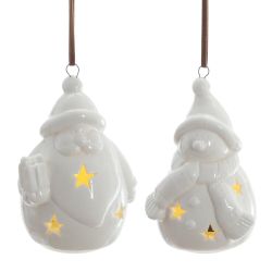 GAEM Фигурка декоративная подвесная "Снеговик/Санта" с подсветкой (2хLR44), L5 W5 H8 см, 2в.