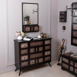 Комод Пандора - 2 с 4 ящиками и 2 полками Орех Оберджин Шоколад