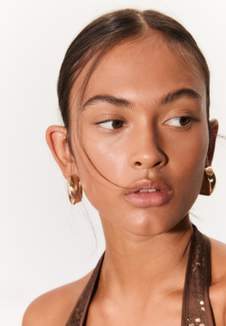 STRADIVARIUS Набор из 2 пар фактурных сережек, золотой