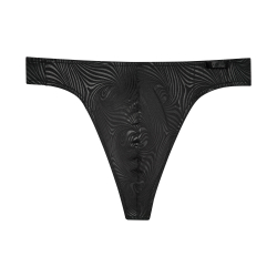 Мужские трусы стринги черные с рисунком зебры HOM OSLO G-String 402748_40J004