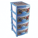 Комод "ДЕКОР"4-х "Мотокросс" темно-голубой / белый РП-421