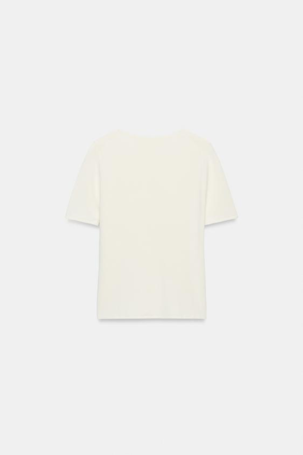 ZARA ТРИКОТАЖНЫЙ ТОП С КОРОТКИМИ РУКАВАМИ, ЭКРЮ