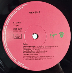 Винтажная виниловая пластинка LP Genesis Duke (Germany 1985)