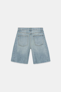 ZARA ДЖИНСОВЫЕ ШОРТЫ RELAXED СО СРЕДНЕЙ ПОСАДКОЙ — ZW COLLECTION, ГОЛУБОЙ