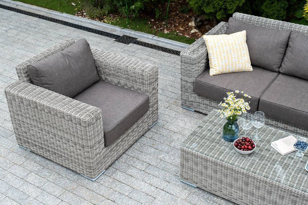 "Боно" кресло из искусственного ротанга, цвет серый