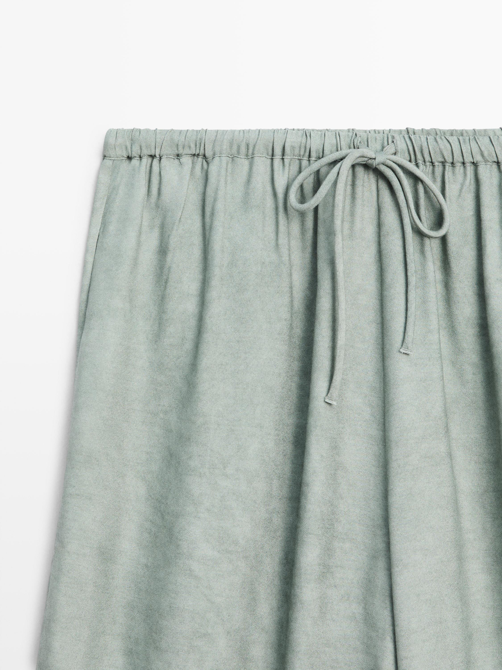 Massimo Dutti Брюки Саруэль с завязками, фисташковый