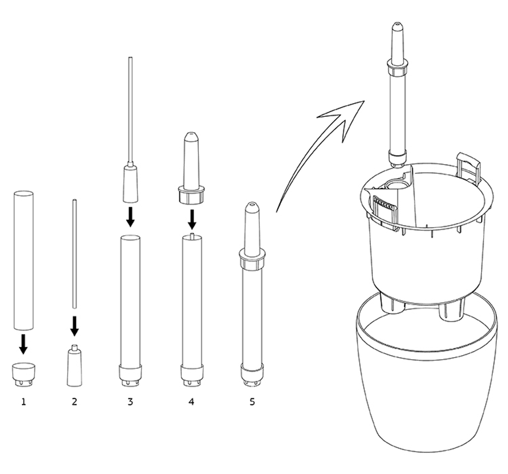 Кашпо АНФА 6,0л D220мм H=200мм вставка V=3,8л и автополив, с индикатором уровня воды