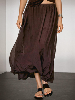 Massimo Dutti Юбка миди свободного кроя с плиссировкой, бургундский