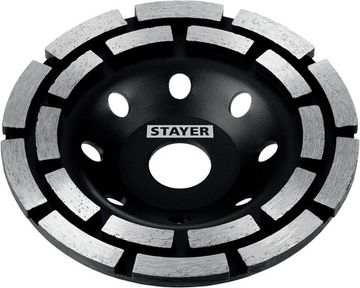 STAYER Double, d 125 мм, двухрядная алмазная шлифовальная чашка (33381-125)