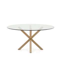 Круглый стеклянный стол Argo на стальных ножках с черной отделкой, Ø 150