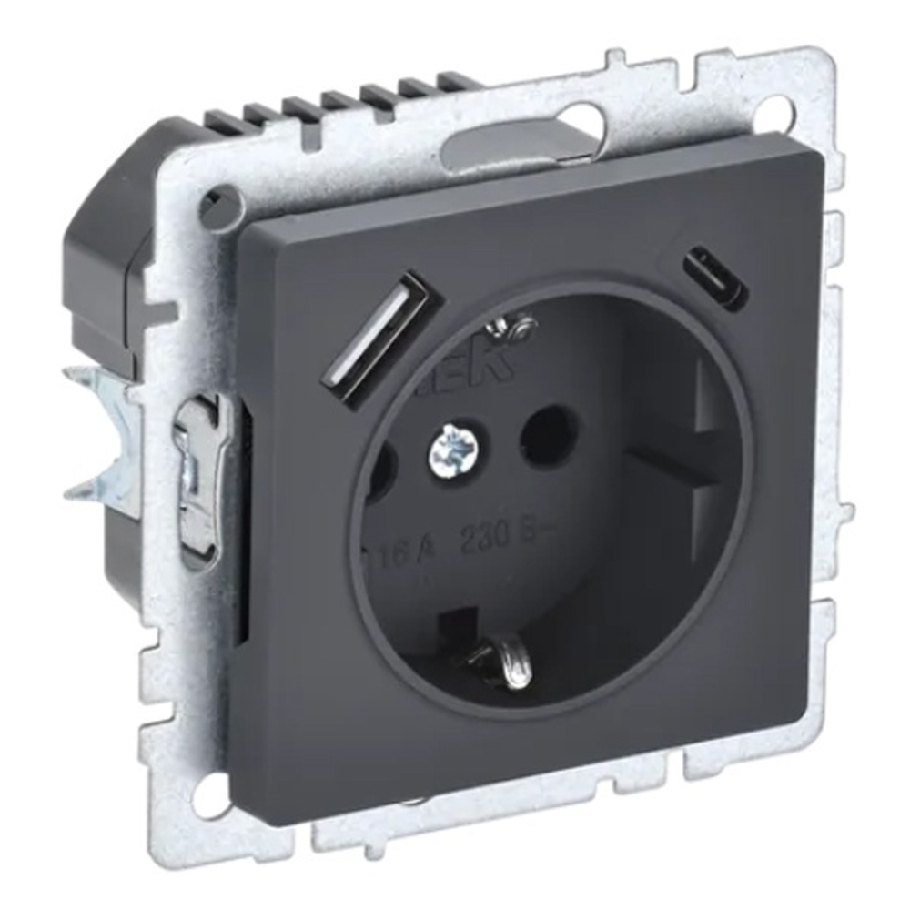 Розетка с заземлением  IEK BR-R14-16-U22-018-K53