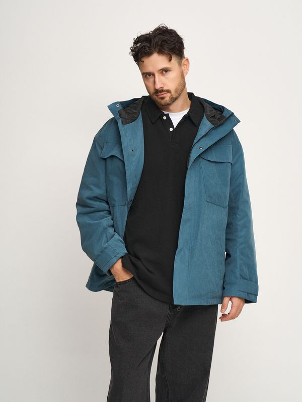 Куртка с диагональными карманами аквамариновая - фото 5