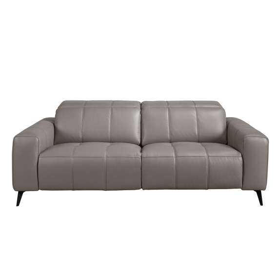 3-местный диван с реклайнером из серой кожи модель 6210