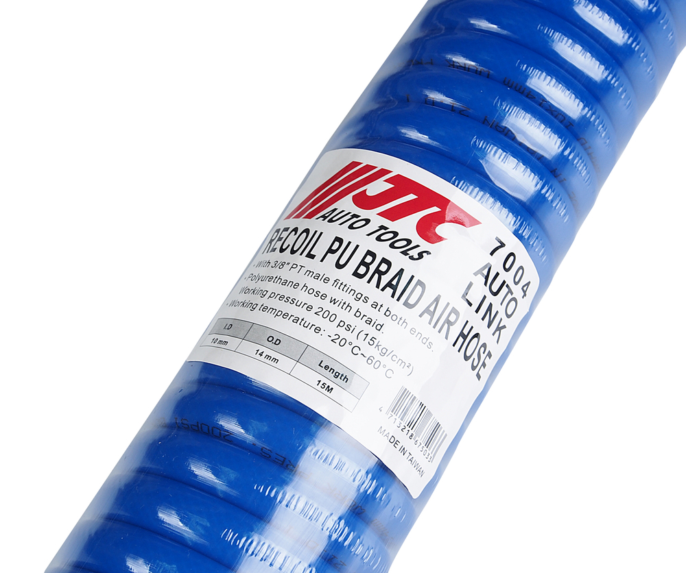 Шланг компрессора 10х14мм 15м спиральный с резьбовыми наконечниками 3/8" JTC