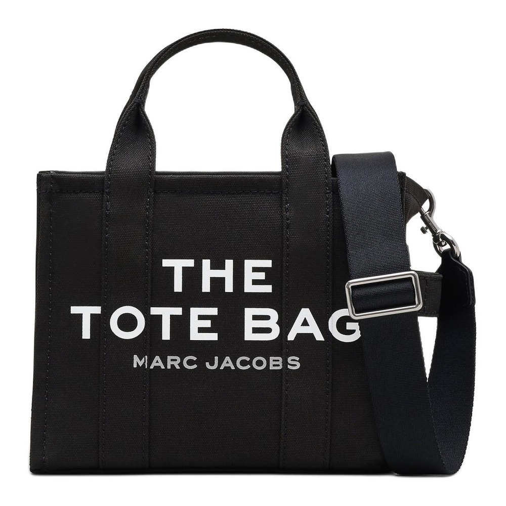 MARC JACOBS Canvas Small Tote Bag Top Zip Closure Women"s Black
