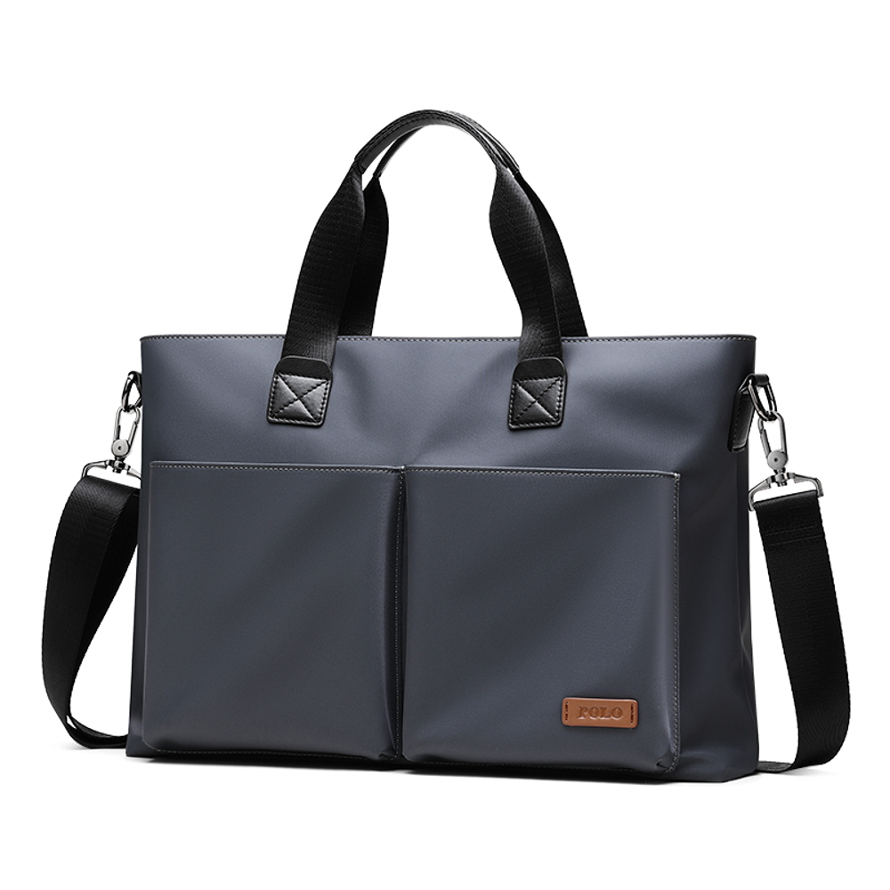 POLO Fabric Portable Briefcase Large Men"s Black/Gray