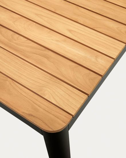 Bona Уличный стол из алюминия в черной отделке и тикового дерева 200 x 100 см Испания La Forma