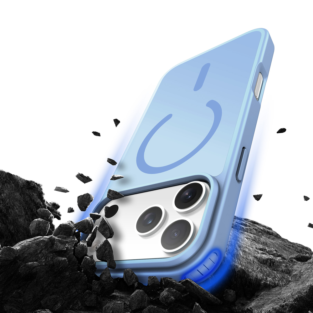 Прозрачный матовый чехол светло-синего цвета с MagSafe для iPhone 17 Pro, серия Yind Series (Open Ring Version) от Dux Ducis