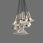 Pendant design lamp  TORCH by Sylvain Willenz (Silver,  10 lampshades)