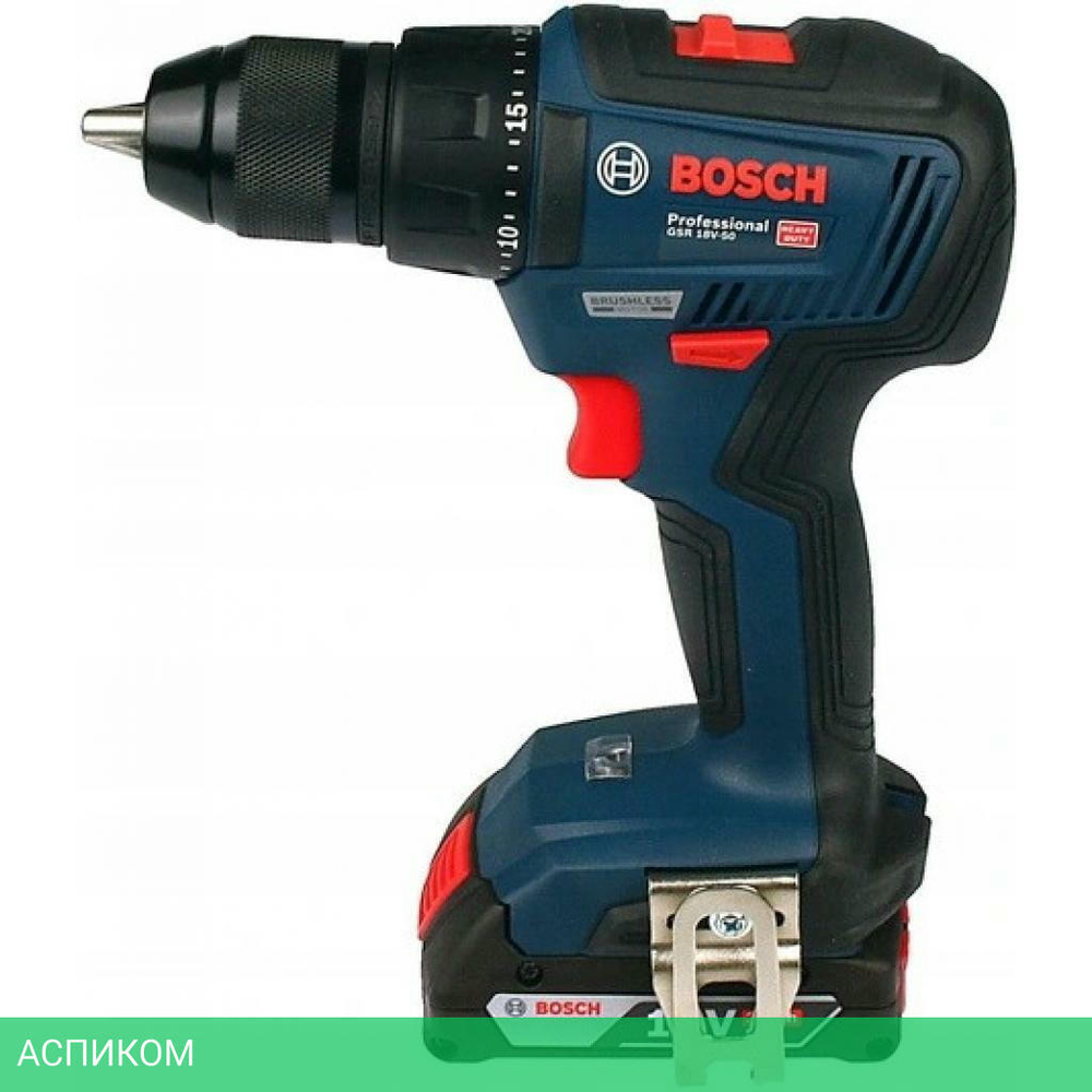 Дрель-шуруповерт Bosch GSR 18V-50 Professional с 2-мя АКБ, кейс (06019H5000)