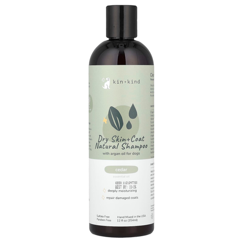 Kin+Kind, натуральный шампунь для сухой кожи и шерсти, для собак, кедр, 354 мл (12 жидк. унций)