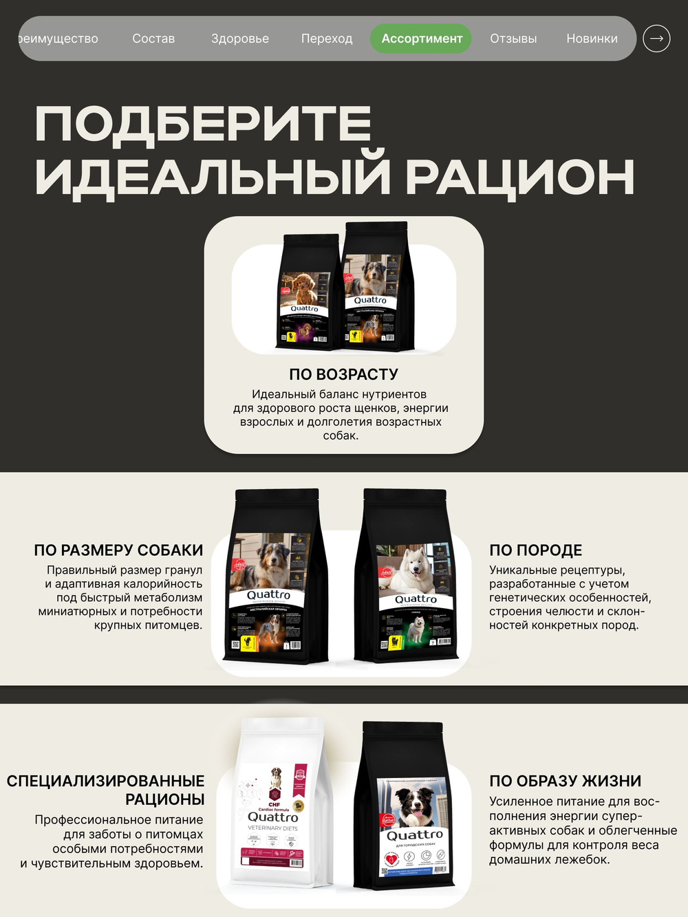 Корм сухой для взрослых собак очень крупных пород, премиум полнорационный комплекс, чувствительное пищеварение, с ягненком, 12 кг, QUATTRO