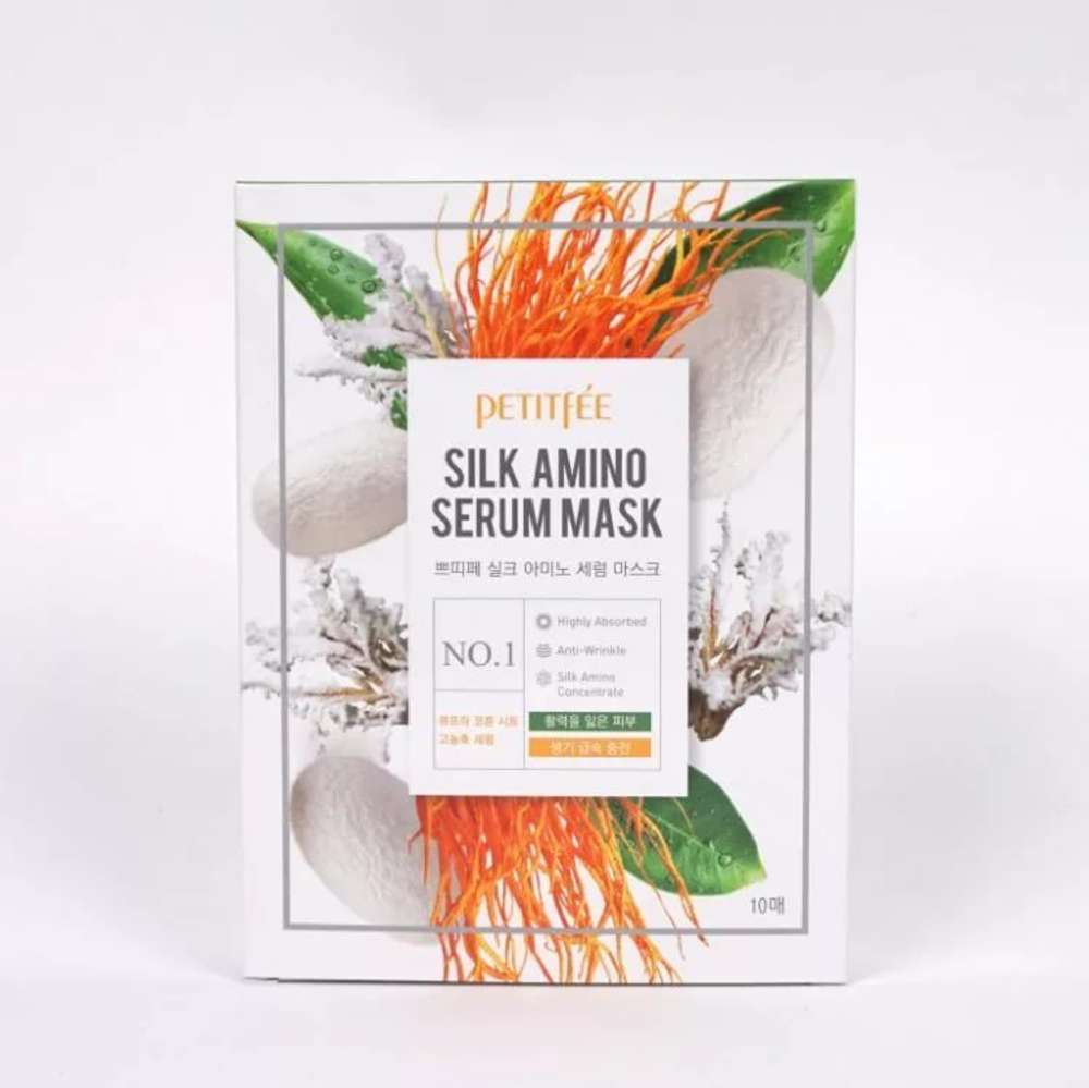 Тканевая маска для лица с протеинами шелка PETITFEE Silk Amino Serum Mask