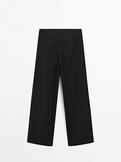 Massimo Dutti Костюмные брюки из струящейся ткани с защипами, черный