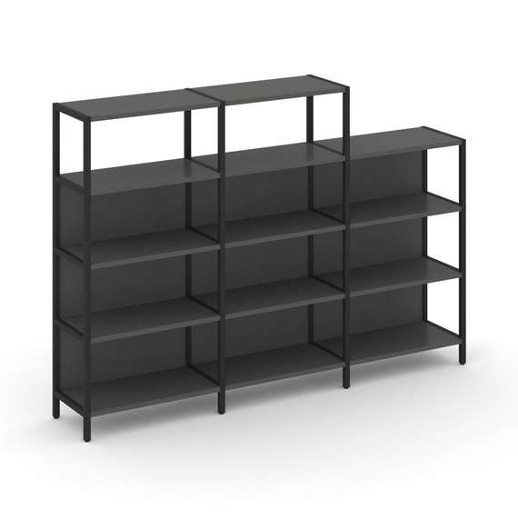 Shelf System Трехсекционный стеллаж четырех/трехярусный SN.STM-432 Антрацит/Металл Черный 2370*400*8