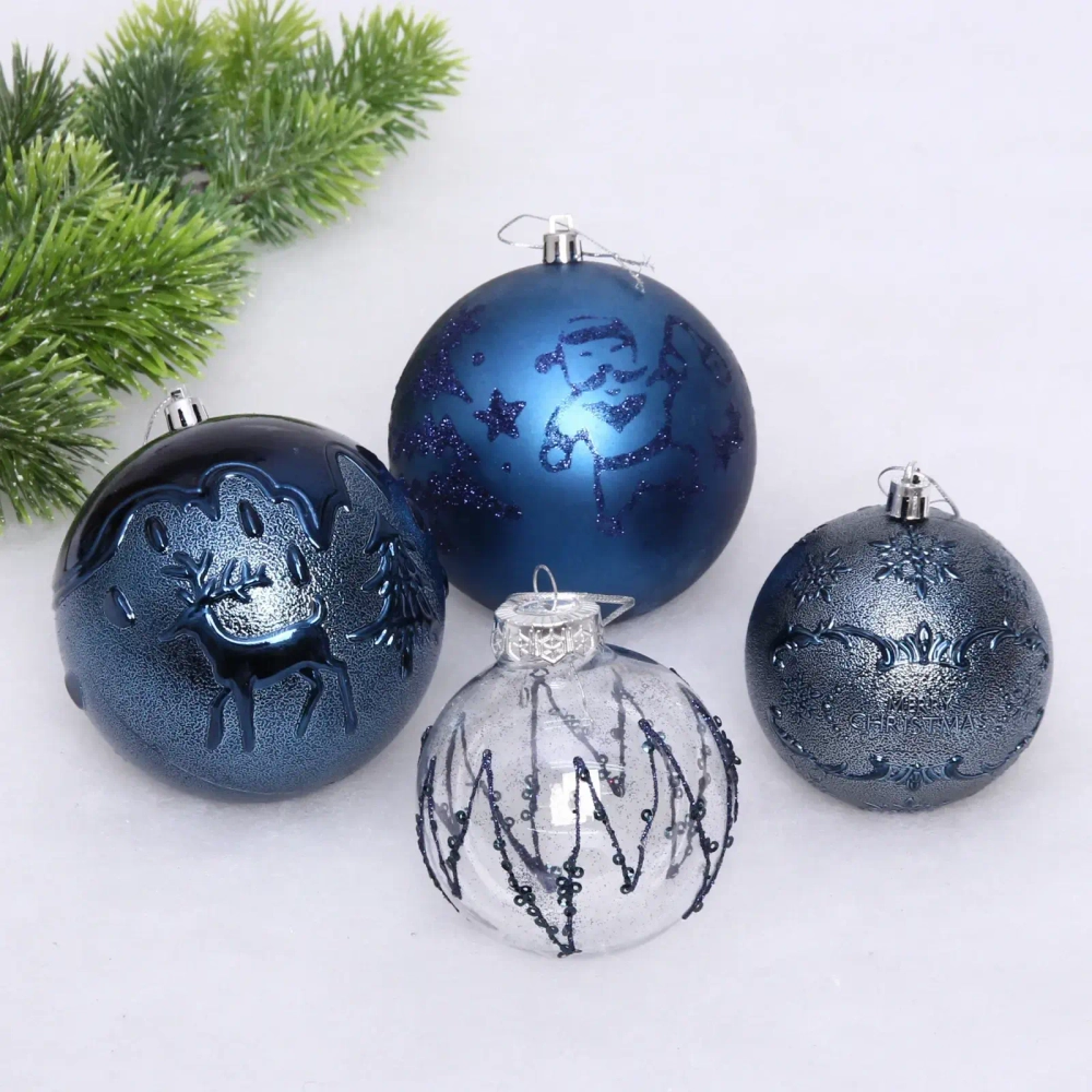 Набор шаров «Wonderful highlights» 8 см + 10 см (24 предмета), Сапфир