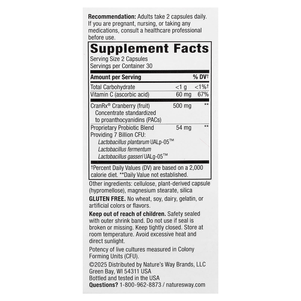Nature's Way, CranRx®, средство для ухода за женщинами с пробиотиками, 60 капсул