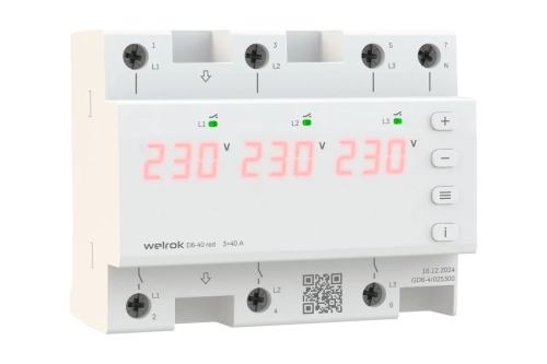 Трехфазное реле напряжения Welrok D6 red