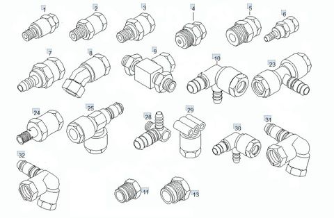Штекера и штуцера тормозной системы МАН ТГМ ТГА ТГС