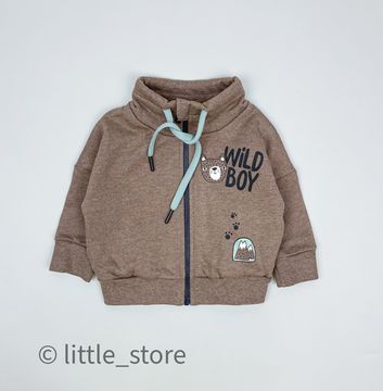 Толстовка из футера с начесом "Wild boy" коричневый меланж