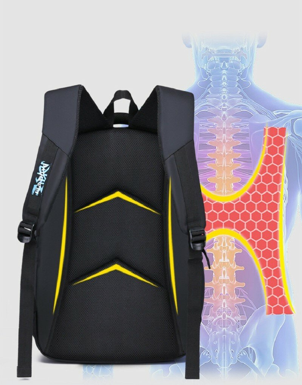 Рюкзак мужской городской повседневный пикник для отдыха, черный голубой