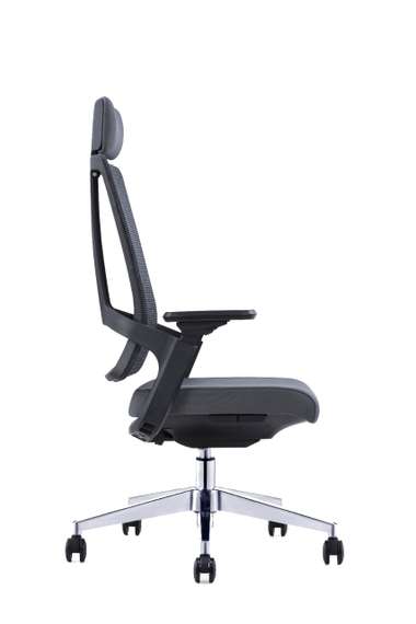 Кресло офисное Норден / Напа / Napa / черный  пластик / серая сетка / серая ткань/ нейлон база