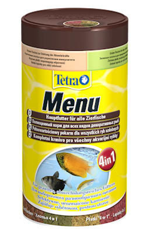 Корм для рыб Tetra Menu, 4 вида хлопьев д/рыб  250 мл.