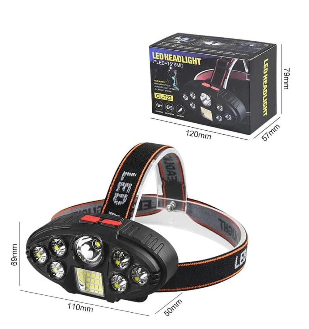 Фонарик налобный LED сверхяркий 7 LED + 16 SMD CL-T23