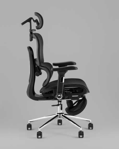 Кресло офисное TopChairs Stich с оттоманкой, черный