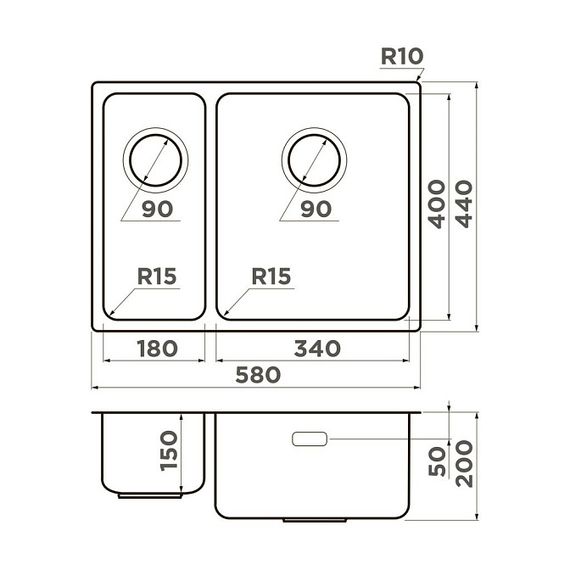 Кухонная мойка OMOIKIRI Tadzava 58-2-U/IN-R ULTRA 15 (арт.4997117)
