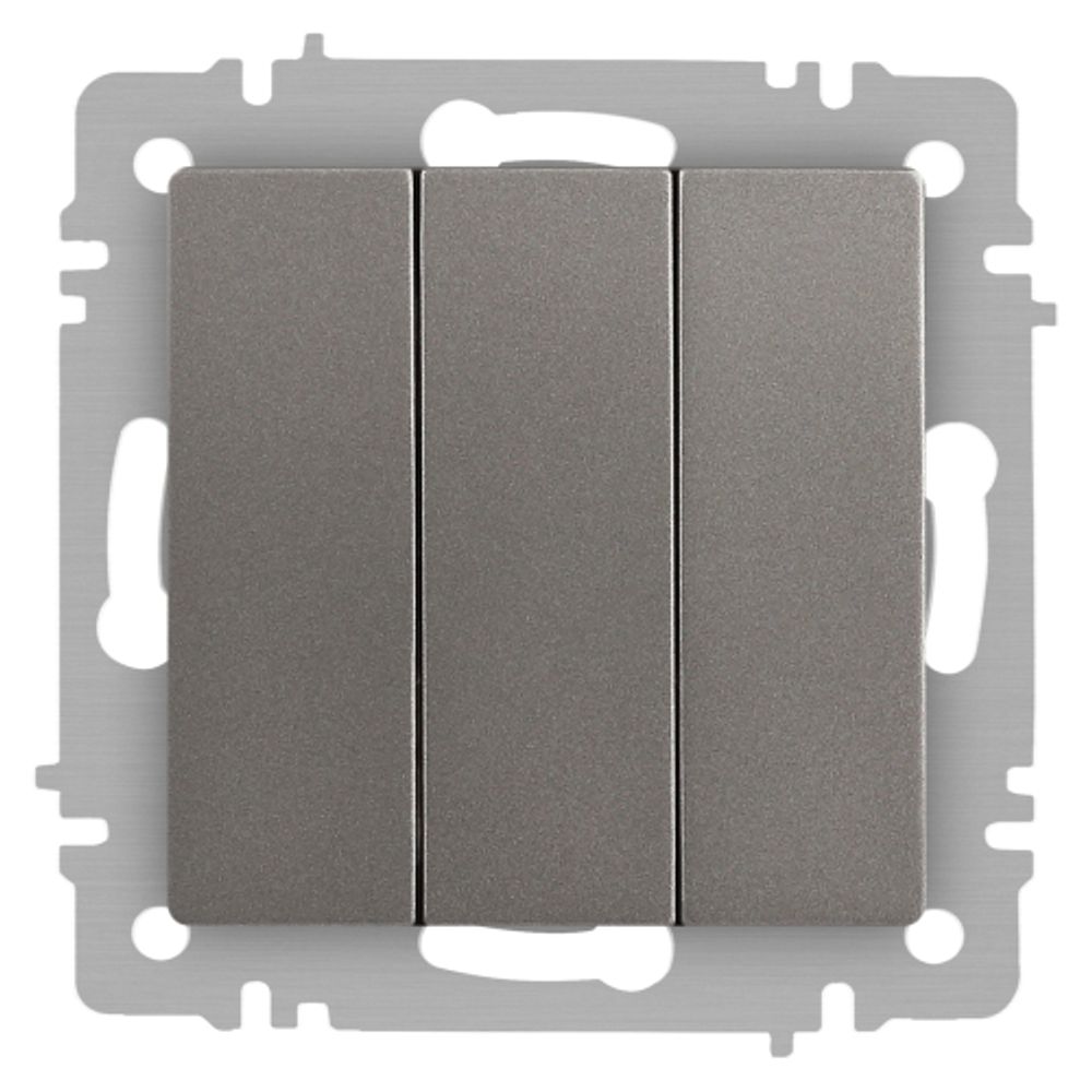 Выключатель Intro Accent 6-106-09 тройной, 10А-250В, IP20, СУ, AL/CU, титан