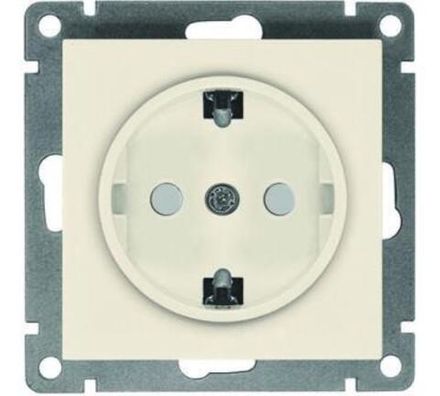 Розетка одноместная "UNIVersal" серия "Афина" с/з, с/у, з/ш, 16А, 220В, слоновая кость (ivory) (евро