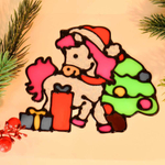 Наклейка на стекло "Лошадка в колпаке" 15*20см