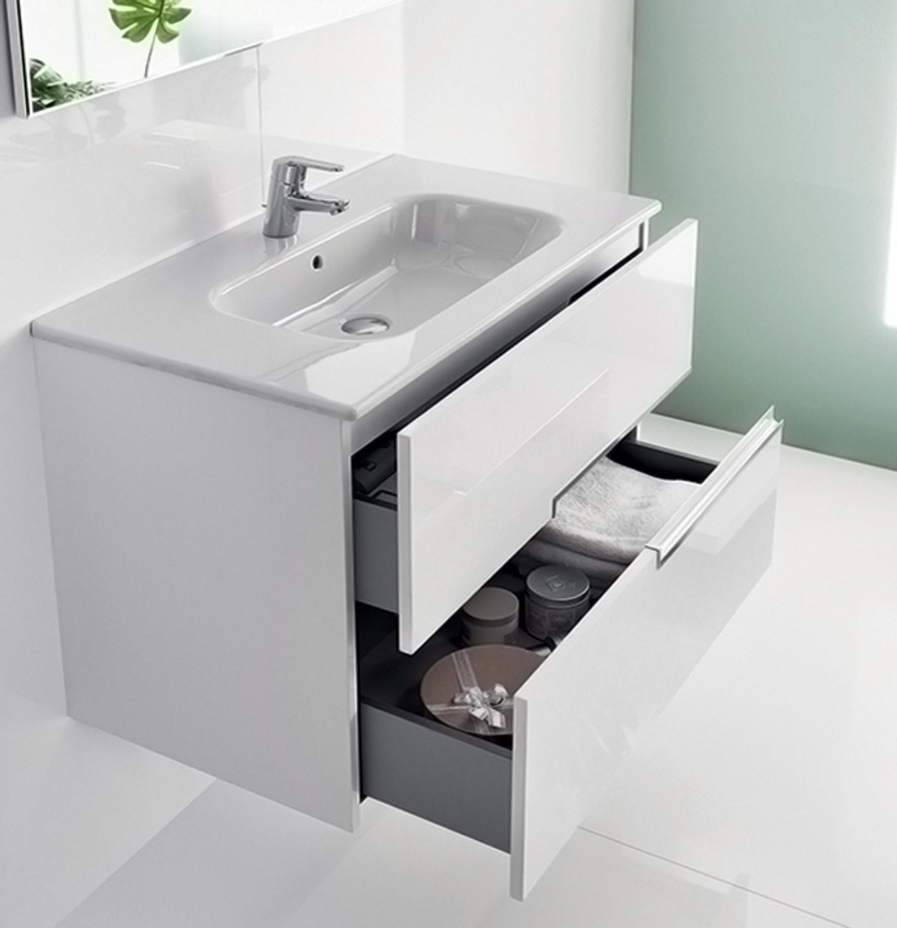 Тумба Victoria Nord Ice Edition 800 2 ящика белый глянец/Раковина Victoria-N Unik 80, ZRU9307657