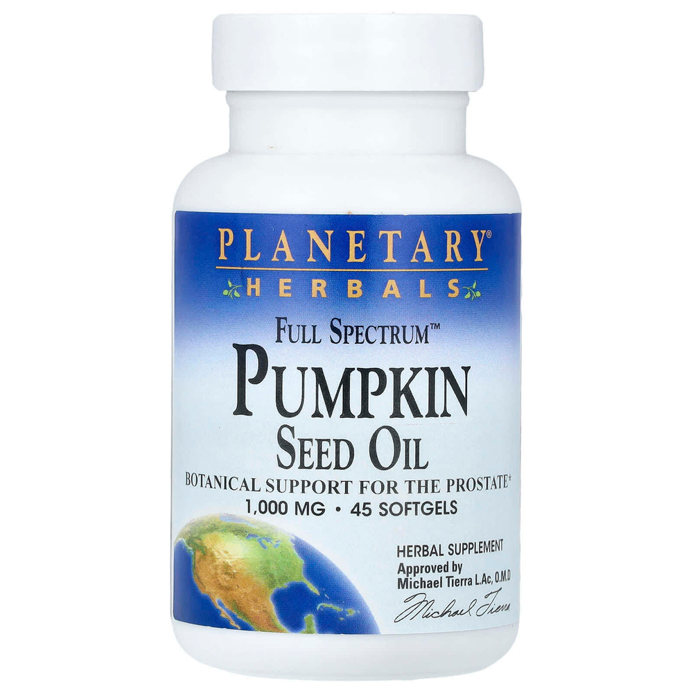 Planetary Herbals, масло семян тыквы Full Spectrum™, 45 капсул (500 мг в 1 капсуле)
