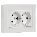 BRITE Розетка 2-местная с заземлением с защитными шторками 16А в сборе РСш12-3-БрБ белый IEK