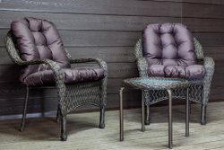 Садовый комплект из искусственного ротанга Мэдисон НЬЮ (Medison NEW) Balcony set с круглым столиком с подушками на сиденье и спинку