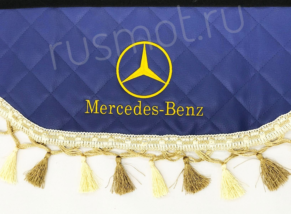 Ламбрекены экокожа стеганые 230 см. с вышивкой Mercedes