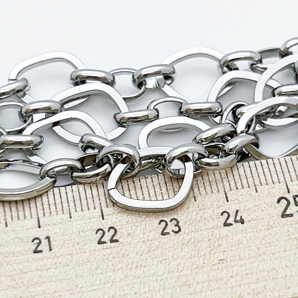 Цепочка, цвет серебро, размер звена 11*14 + 6*8 мм, цена за 50 см
